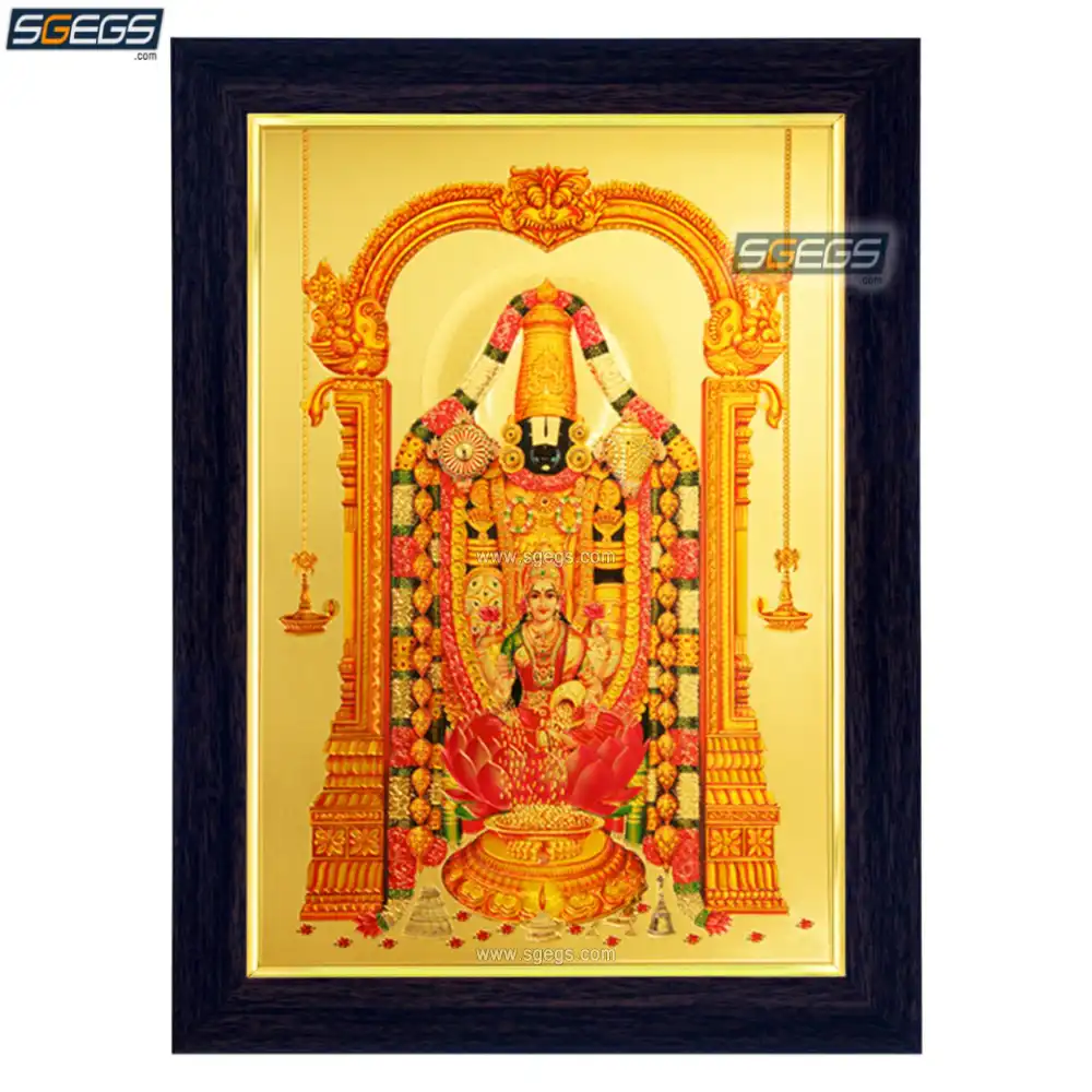 God Tirupati Balaji and Goddess Lakshmi Photo Frame, Gold Plated ...