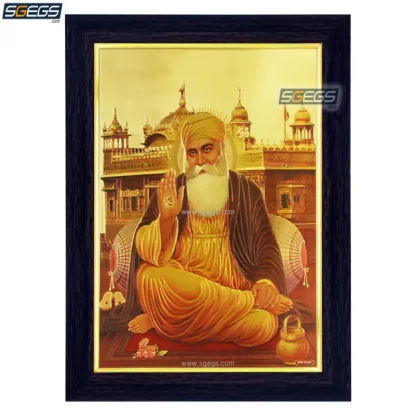 Yogic Mantra Waheguru Guru Nanak Dev Ji Photo Poster (5x7 Inch 24K Gold Plated Foil Paper 180 GSM) Guru Granth Sahib Ji Golden Temple Amritsar Sikh Guru Wall Art Decor Embossed Printing