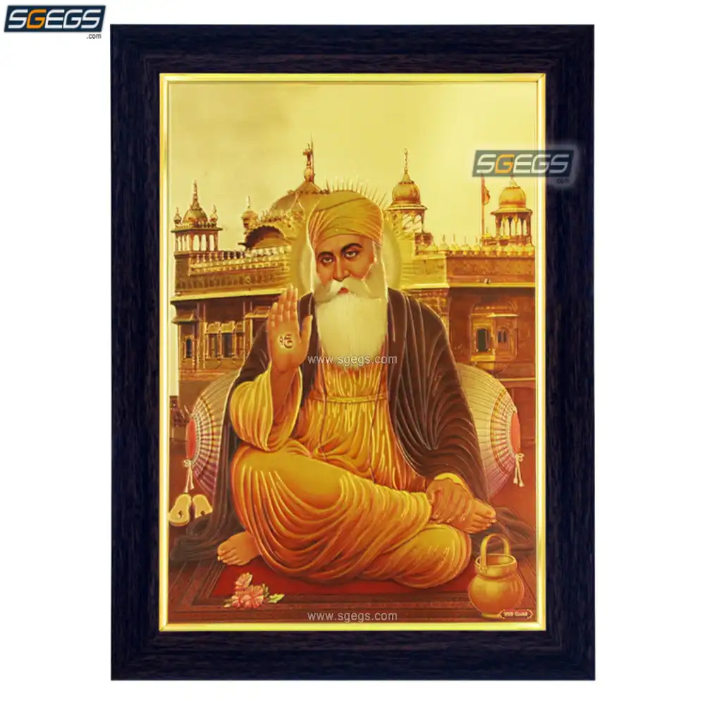 God Guru Nanak Dev Ji Photo Frame, Gold Plated Foil Embossed Picture ...