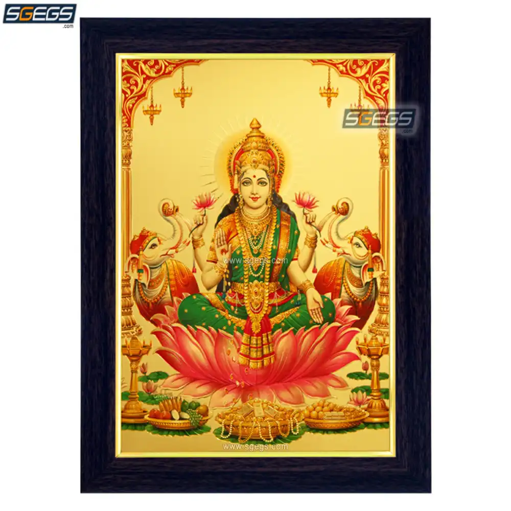Goddess Lakshmi Photo Frame, Gold Plated Foil Embossed Picture ...