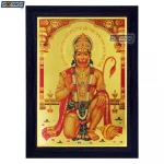 God Hanumanji Photo Frame, Gold Plated Foil Embossed Picture Frame, Religious Framed Poster (SGEGS ID: 668)