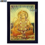 God Hanumanji Photo Frame, Gold Plated Foil Embossed Picture Frame, Religious Framed Poster (SGEGS ID: 669)