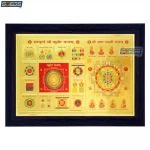 God Kubera and Goddess Ashta Lakshmi Shree Yantra Photo Frame, Gold Plated Foil Embossed Picture Frame, Religious Framed Poster (SGEGS ID: 973)