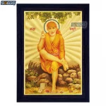 God Sai Baba Photo Frame, Gold Plated Foil Embossed Picture Frame, Religious Framed Poster (SGEGS ID: 889)