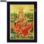 Goddess Lakshmi Photo Frame, Gold Plated Foil Embossed Picture Frame, Religious Framed Poster (SGEGS ID: 1146)