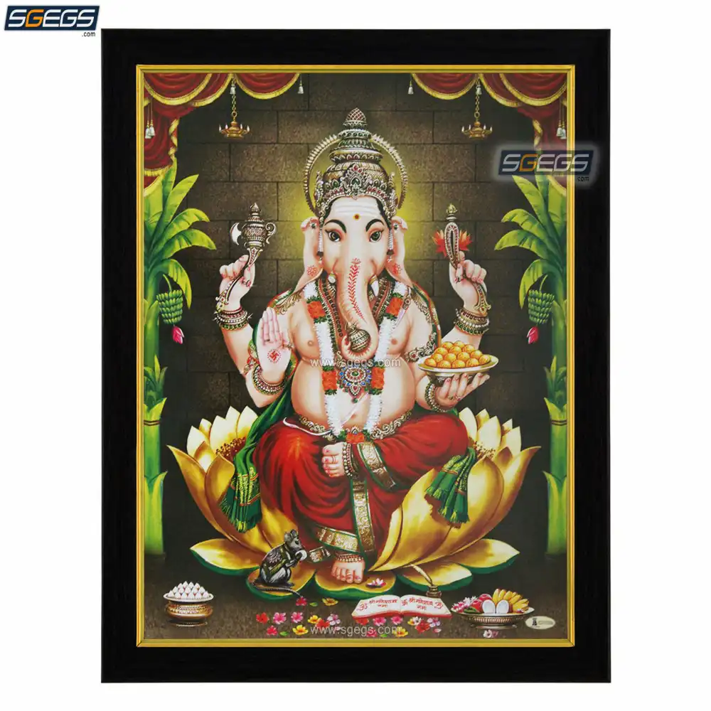 God Ganesha Photo Frame, HD Picture Frame, Religious Framed Poster ...