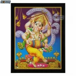 Dancing God Ganesha Photo Frame, HD Picture Frame, Religious Framed Poster (SGEGS ID: 1946)