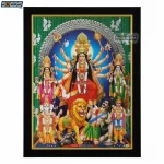 Goddess Durga Mata Photo Frame, HD Picture Frame, Religious Framed Poster (SGEGS ID: 2071)