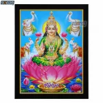 Goddess Gaja Lakshmi Photo Frame, HD Picture Frame, Religious Framed Poster (SGEGS ID: 2054)