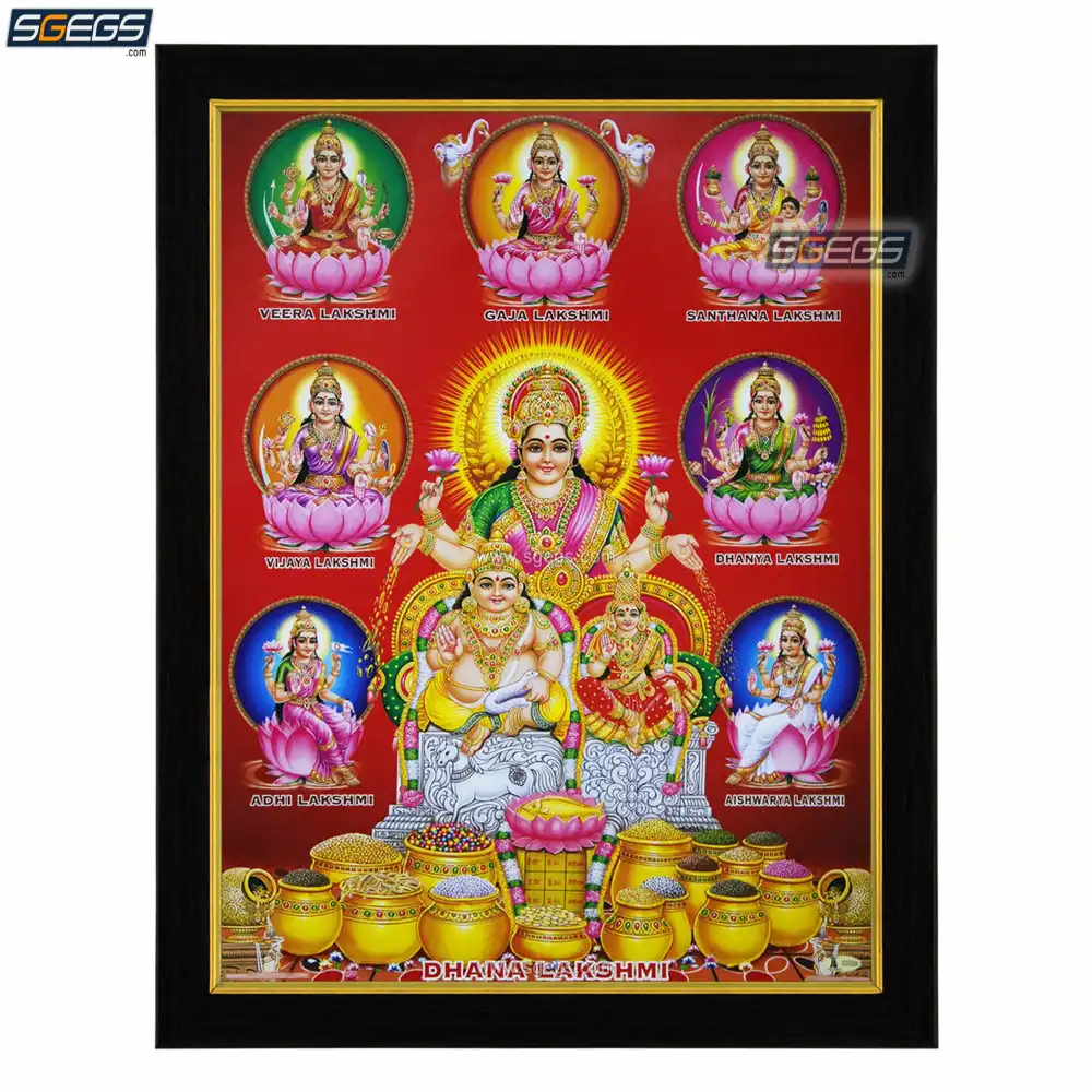 God Kubera Goddess Lakshmi with Ashta Lakshmi Photo Frame, HD Picture Frame  - Online Shopping  (Shree Ganesh Enterprise Gifting Solutions)