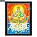 God Surya Dev with 7 Horses Chariot Photo Frame, HD Picture Frame, Religious Framed Poster (SGEGS ID: 3339)