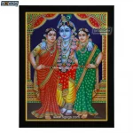 God Krishna Bama Rukmani Photo Frame, HD Picture Frame, Religious Framed Poster (SGEGS ID: 3450)