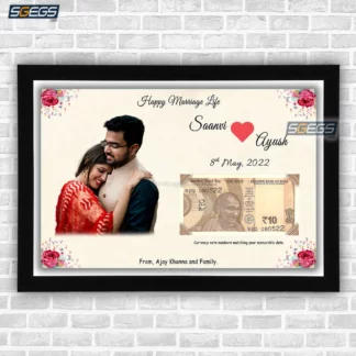 Anniversary Date Currency Note and Personalized Photo Frame, Customized Gift with Image and Text
