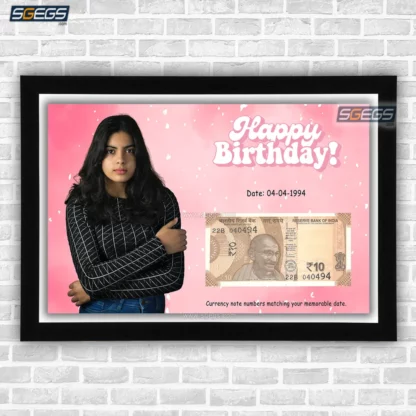 Birthday Date Currency Note and Personalized Photo Frame, Customized Gift with Image and Text, Unique Gift Idea