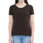 Coffee Brown Half Sleeve Women's Plain T-Shirt | Regular Fit