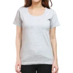Grey Melange Half Sleeve Women's Plain T-Shirt | Regular Fit