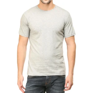 Grey melange Unisex Plain T-shirt_zinotch_SGEGS