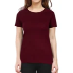 Maroon Half Sleeve Women's Plain T-Shirt | Regular Fit