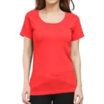 Red Half Sleeve Women's Plain T-Shirt | Regular Fit