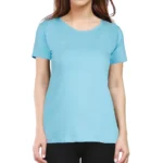 Sky Blue Half Sleeve Women's Plain T-Shirt | Regular Fit
