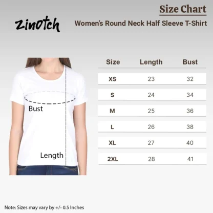 Womens round neck half sleeve T-shirt size chart_zinotch_SGEGS