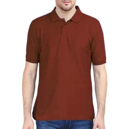 Brick Red Mens Plain Polo T-shirt_zinotch_SGEGS