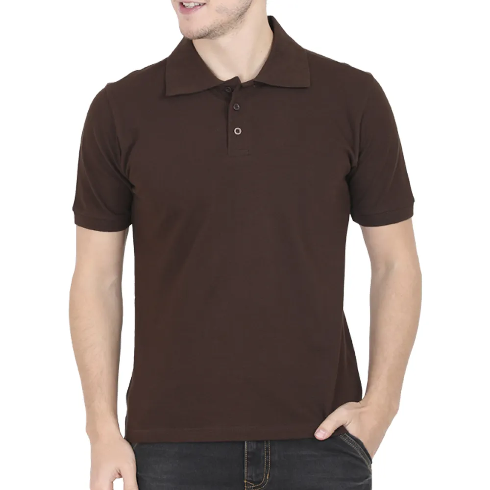Coffee Brown Mens Plain Polo T-shirt_zinotch_SGEGS