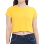 Golden Yellow Women's Plain Crop Top