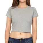 Grey Melange Women's Plain Crop Top