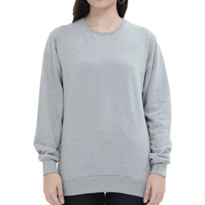 Grey Melange Womens Plain Sweatshirt_zinotch_SGEGS