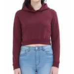 Maroon Women's Crop Hoodie | Crop Hooded Sweatshirt