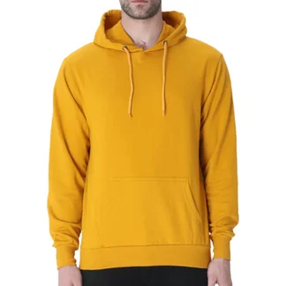Mustard Yellow Mens Plain Hooded Sweatshirt_zinotch_SGEGS