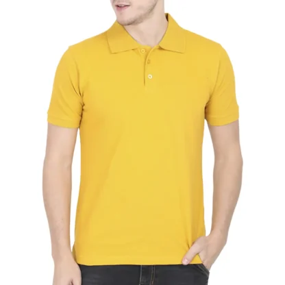Mustard Yellow Mens Plain Polo T-shirt_zinotch_SGEGS