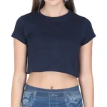 Navy Blue Women's Plain Crop Top
