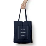 Navy Blue Customized Canvas Tote Bag for Women with Zip | Stylish Cotton Handbags for Girls | Tote Bags for College, Shopping, Travel & Any Occasion