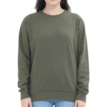 Olive Green Women's Plain Sweatshirt | Regular Fit
