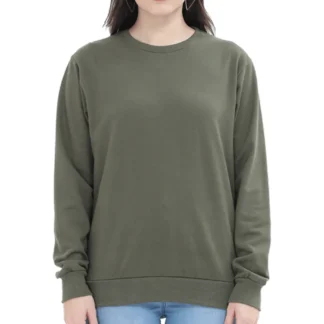 Olive Green Womens Plain Sweatshirt_zinotch_SGEGS