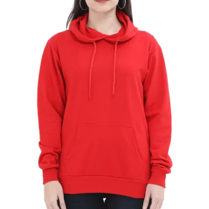 Red Womens Plain Hooded Sweatshirt_zinotch_SGEGS