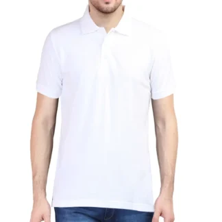 White Mens Plain Polo T-shirt_zinotch_SGEGS