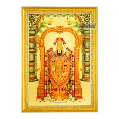 God Tirupati Balaji Photo Frame, Gold Plated Foil Embossed Picture Frame, Religious Framed Poster