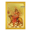 Goddess Ambe Photo Frame Durga Maa, Gold Plated Foil Embossed Picture Frame, Religious Framed Poster