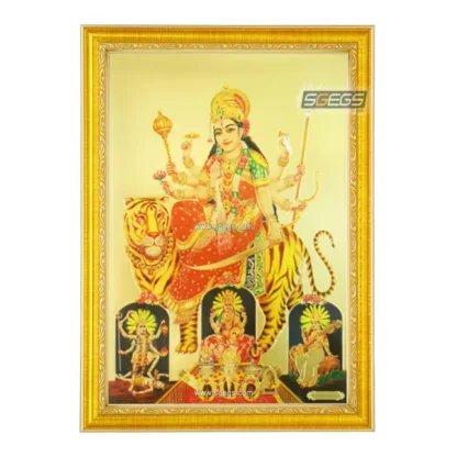 Goddess Ambe Vaishno Devi Kali Lakshmi Saraswati Photo Frame Durga, Gold Plated Foil Embossed Picture Frame, Religious Framed Poster