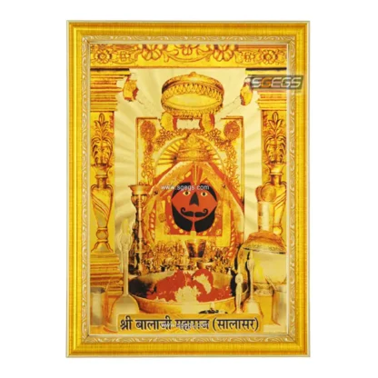 God Shree Balaji Maharaj Salasar Photo Frame, Gold Plated Foil Embossed Picture Frame, Religious Framed Poster