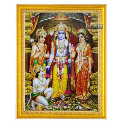 God Ram Darbar Photo Frame – Sri Ramar Pattabhishekam, HD Picture Frame, Religious Framed Poster