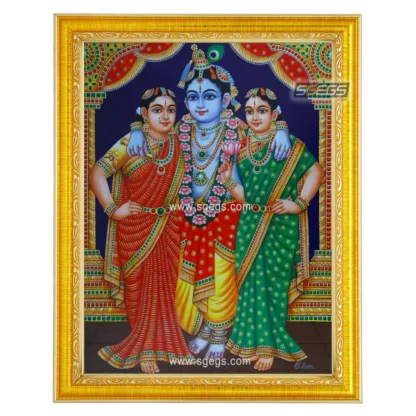 God Krishna Bama Rukmani Photo Frame, HD Picture Frame, Religious Framed Poster