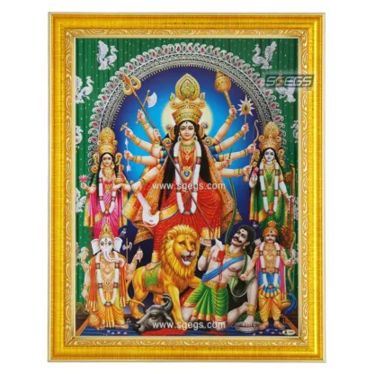 Goddess Durga Mata Photo Frame, HD Picture Frame, Religious Framed Poster