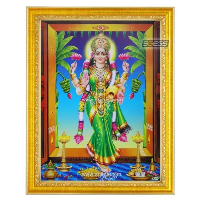 Goddess Gruha Lakshmi Photo Frame, HD Picture Frame, Religious Framed Poster