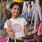 Grateful Cute Rainbow Women's White Crop Top | zinotch