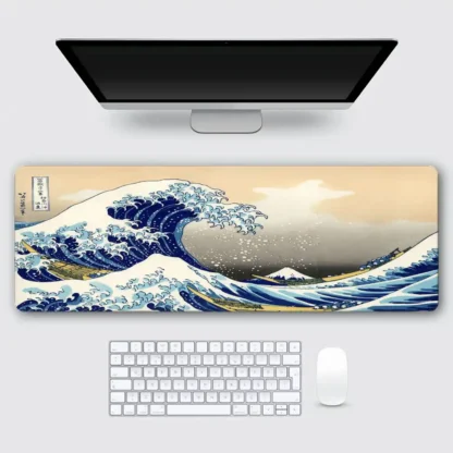 Japanese The Great Wave off Kanagawa [Katsushika Hokusai] Desk Mat, Gaming Pad, Desk Pad, Keyboard Laptop Mat