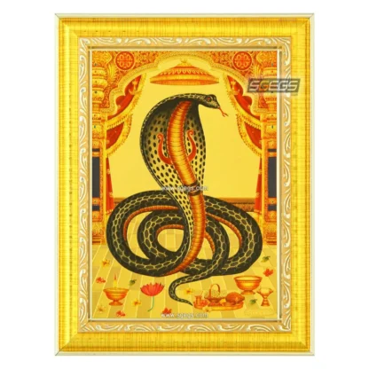 God Goga Maharaj Photo Frame, Gold Plated Foil Embossed Picture Frame, Religious Framed Poster, Size: 17x22 cm